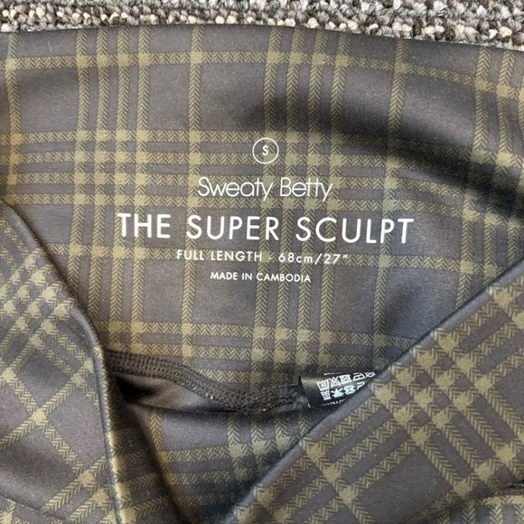 Sweaty Betty Small Super Sculpt Pocket Leggings Green Plaid Full Length - Picture 5 of 10
